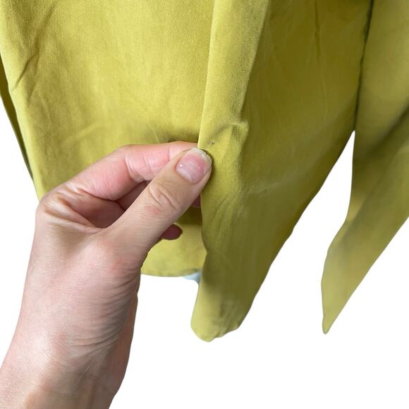 Eleven Stitch Design XL Blouse Unique Button Front Top Shirt Chartreuse - Picture 10 of 10